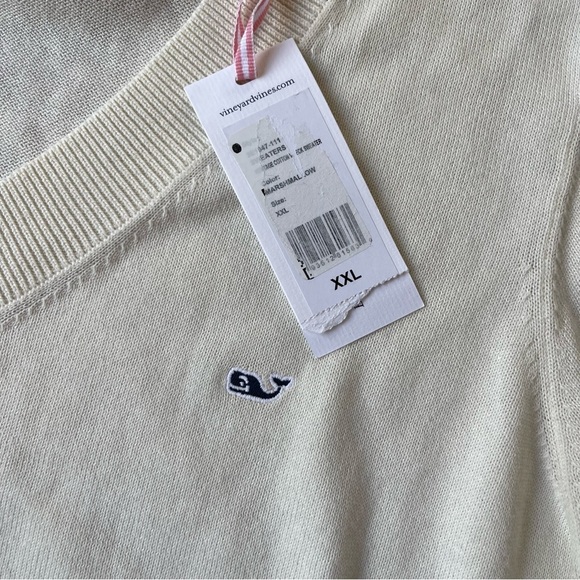 NEW Vineyard Vines Heritage Cotton V Neck Sweater White Size XXL 2E1047 NWT - Picture 3 of 6